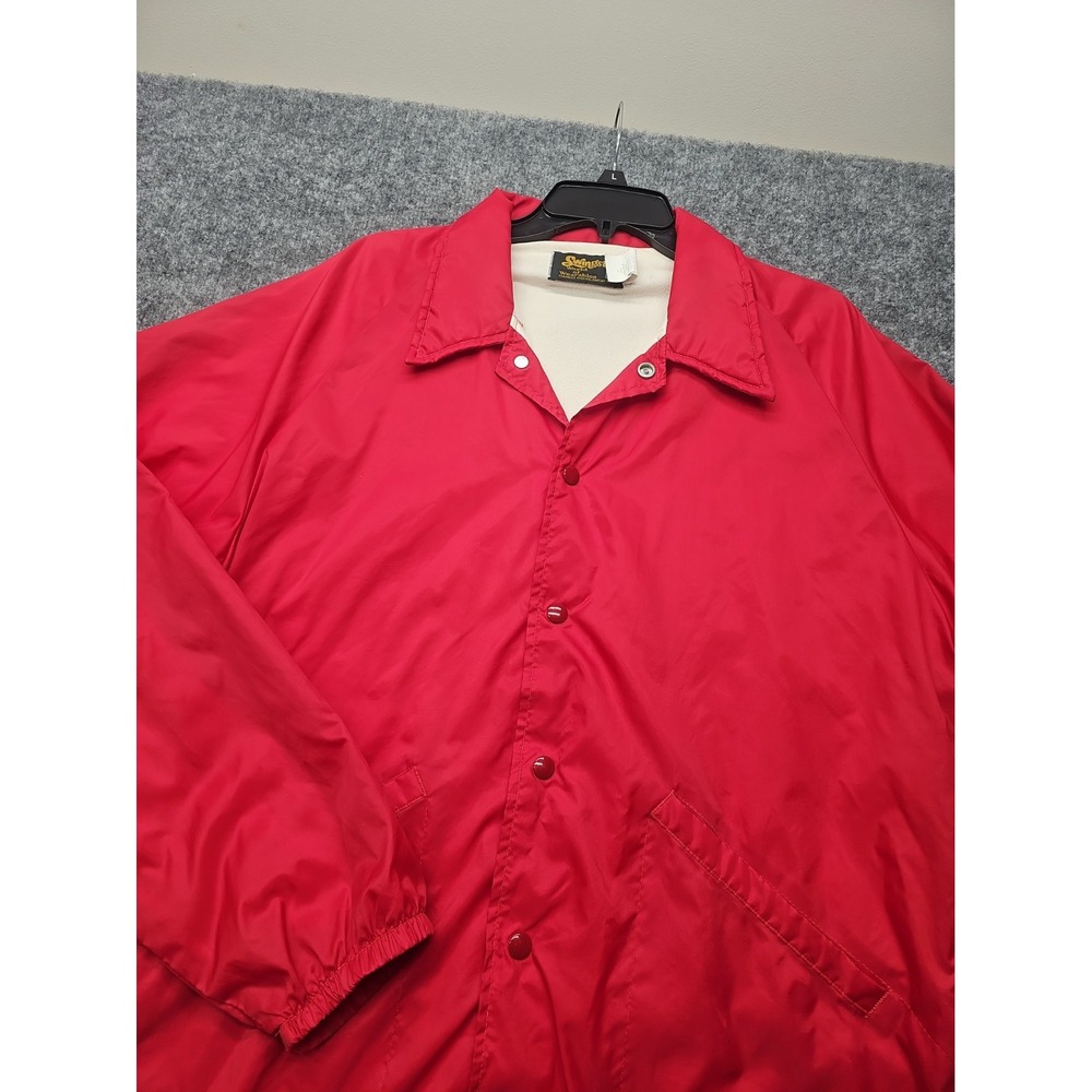 Vintage 70s Swingsters Windbreaker Jacket Mens Large Red Plain Made in USA